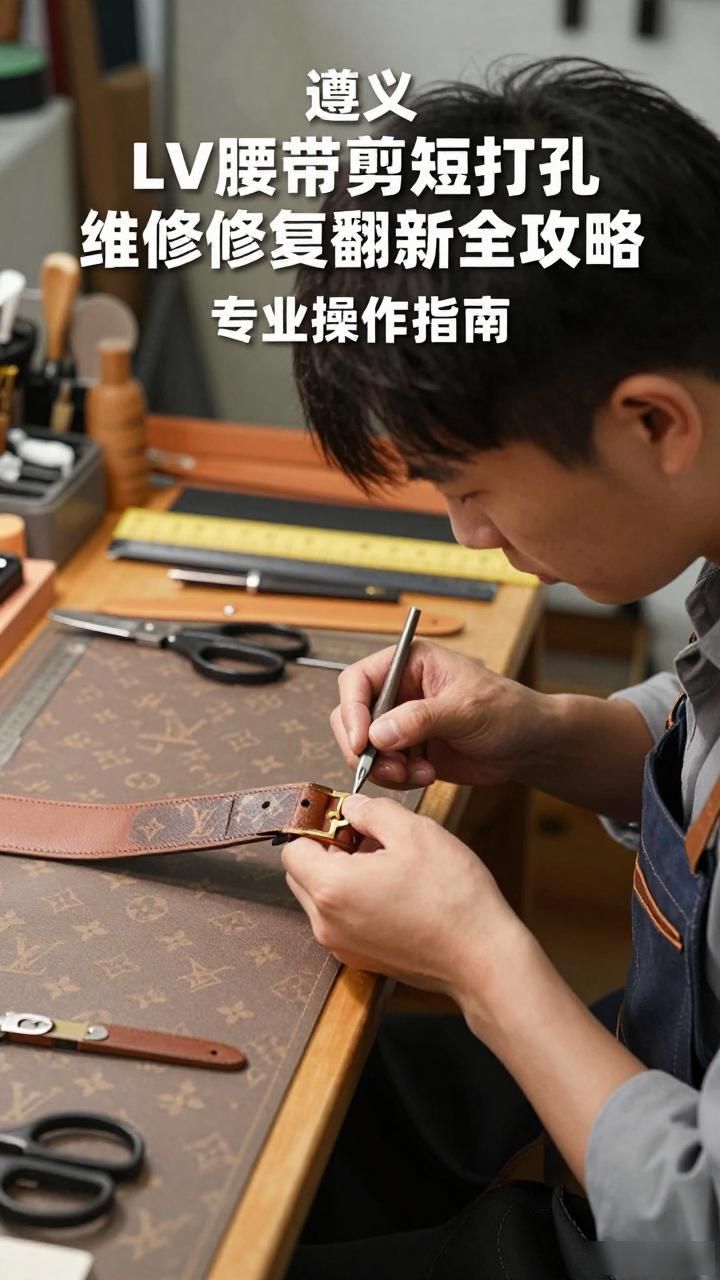 LV腰带皮带剪短打孔维修修复翻新_腰带坏了怎么修_腰带翻新方法